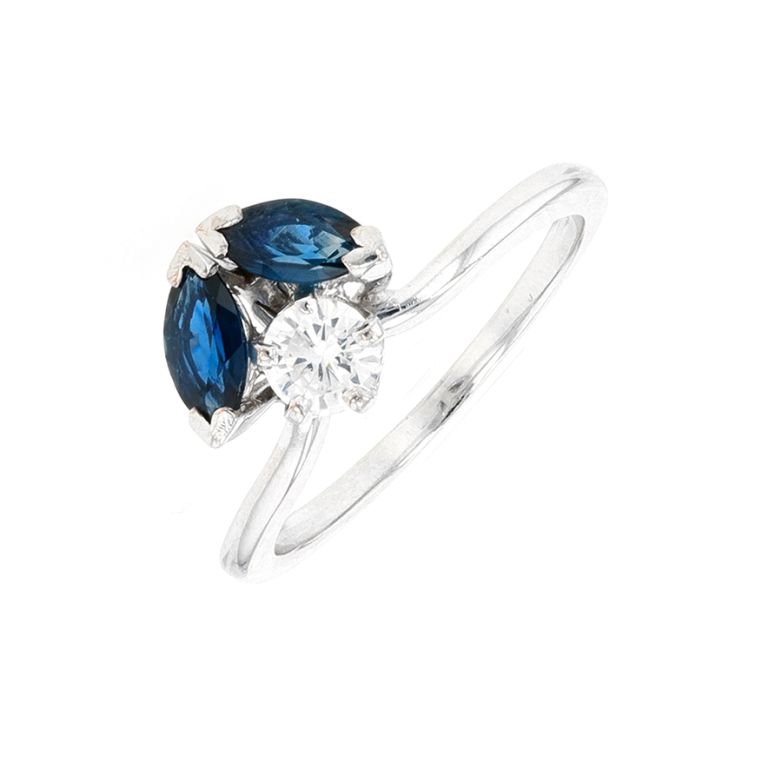 Bague saphirs 0.76 carat et diamants 0.30 carat or blanc 3.38g Comme neuf -  reconditionné disponible sur Gemme Les Bijoux